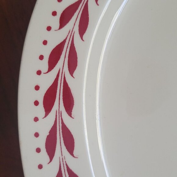 Vintage Homer Laughlin Oval Serving Platter Red Leaf Pattern 11" Ceramic Dinnerw - Picture 3 of 4